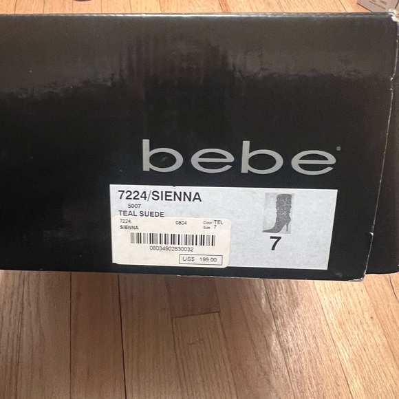 Bebe Y2K Pointy Toe Slouch Boots Aqua, Teal Suede/Leather - Picture 3 of 9